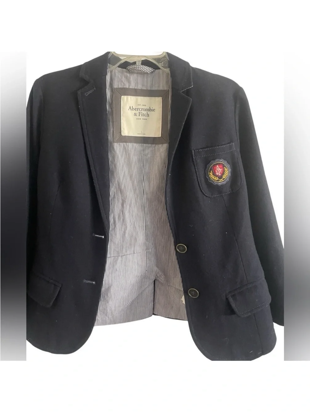 Abercrombie & Fitch Wool Blend Academy Blazer With Crest Navy
Child Large - Picture 4 of 10